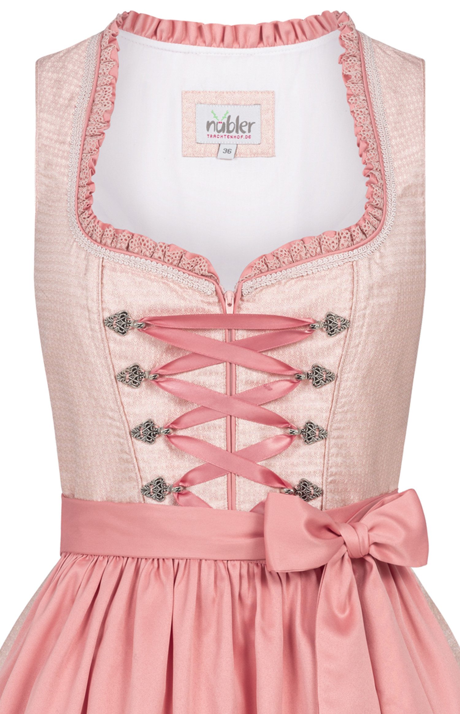 Nübler Trachtenkleid Midi Dirndl Lisa in Apricot von Nübler - Rocklänge 60 cm