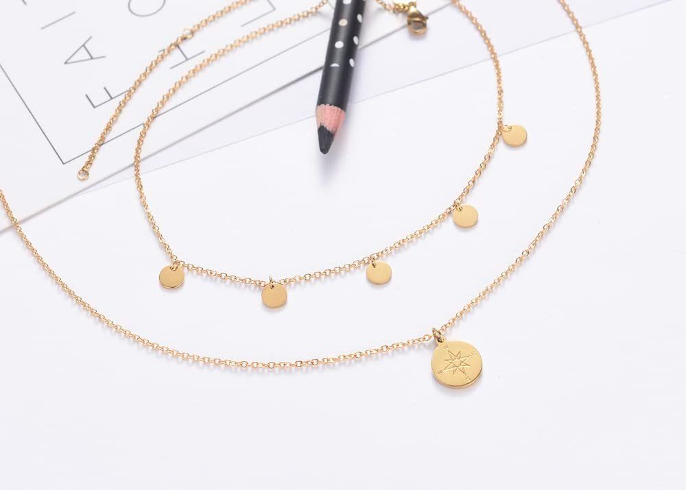 Kim Johanson Schmuckset Kompass (Inkl. Schmuckbox), mit Plättchen- & Kompassanhänger, Edelstahl, Ketten-Set