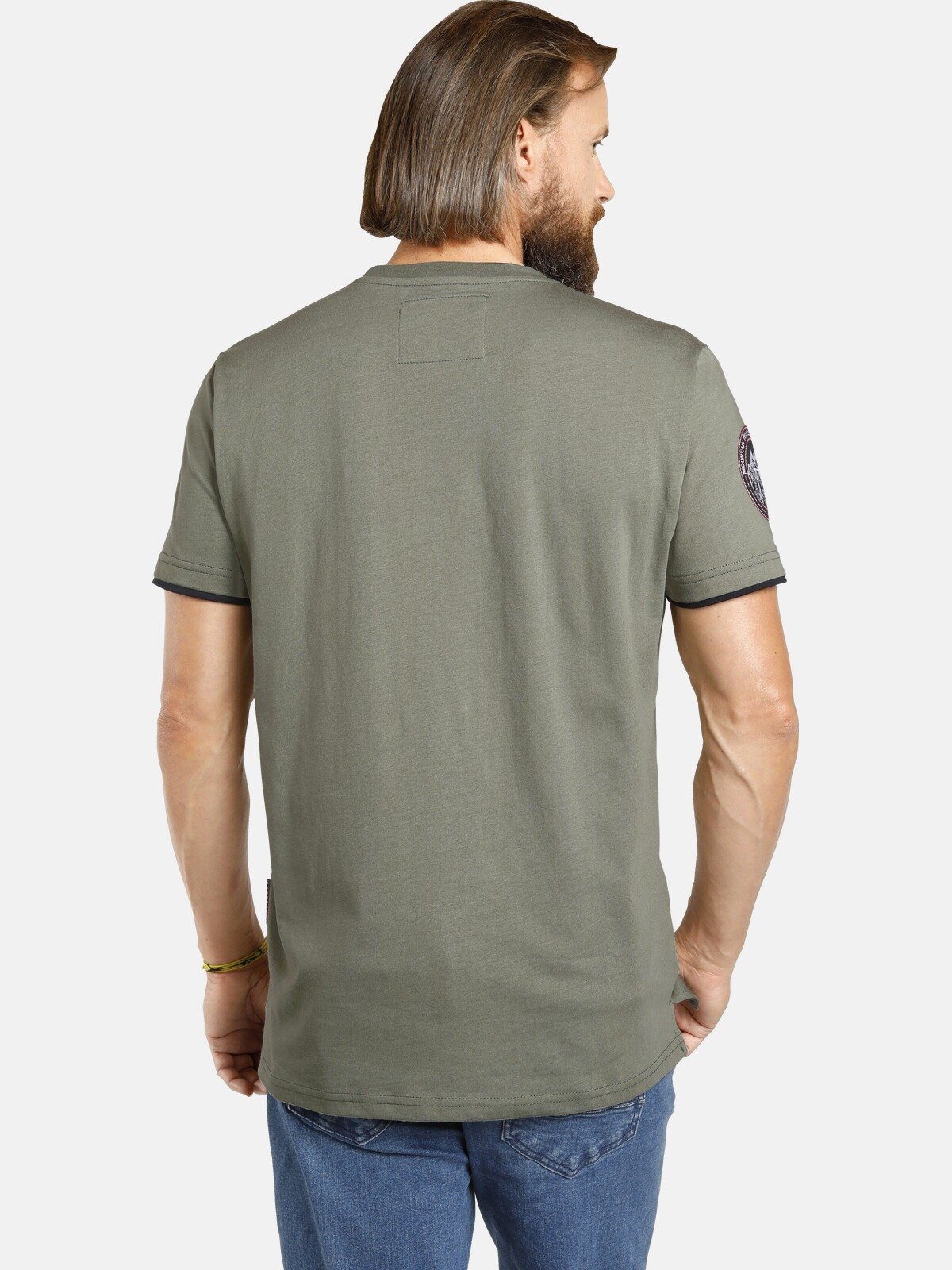 Jan Vanderstorm T-Shirt SÖLVE aus robustem oliv Baumwolljersey