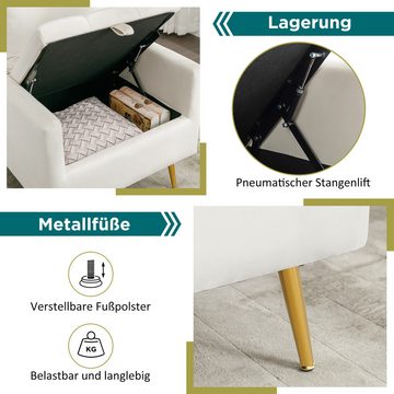 Odikalo Polsterstuhl Samt Stuhl Ottomane Stauraum Dekokissen Loungesessel Grün/Grau/Weiß