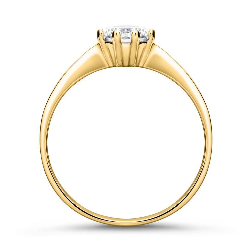JEWLIX Verlobungsring Solitärring für Damen aus 375er Gelbgold mit Zirkonia VR0459