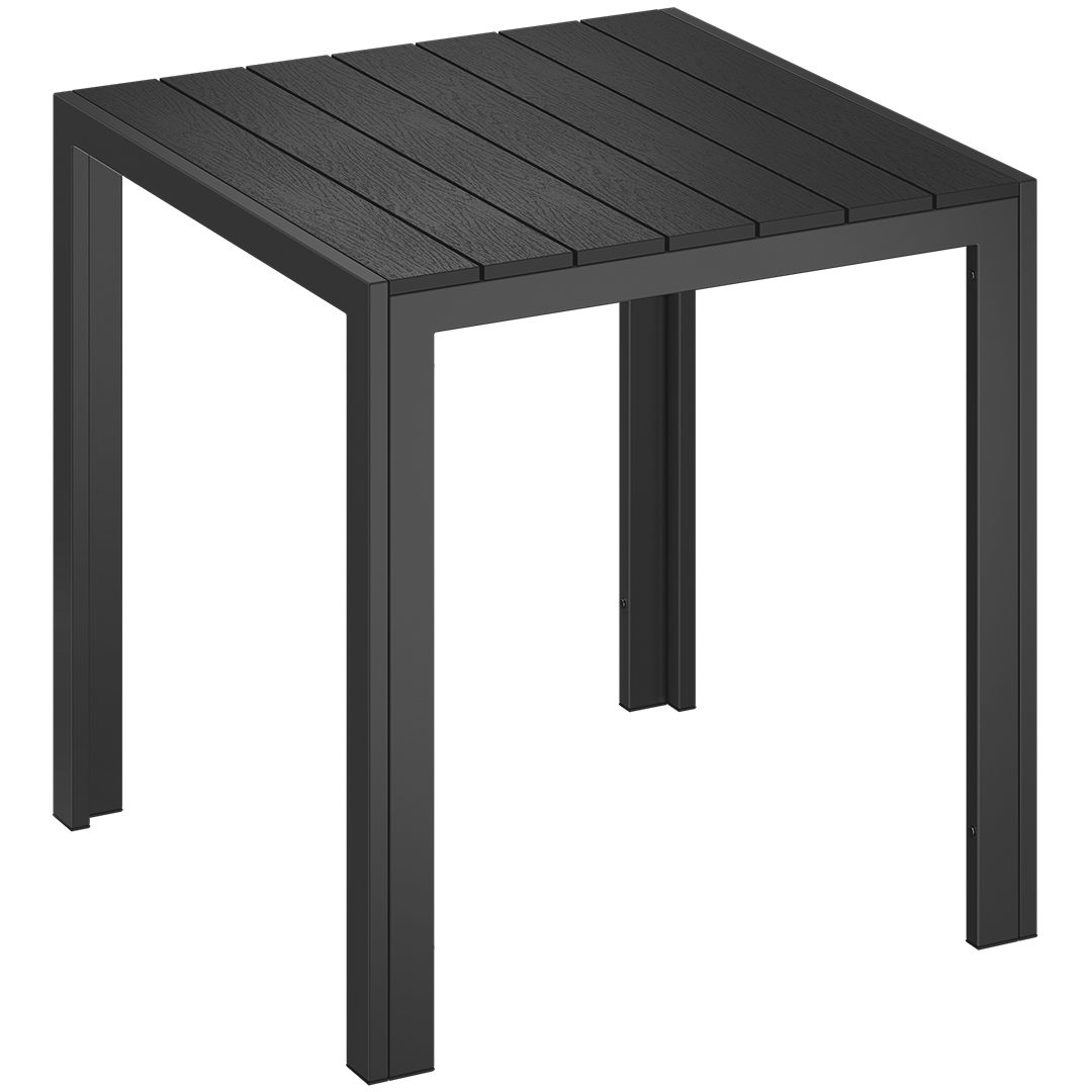 STEELSØN Gartentisch Alaris mit Tischplatte aus Kunstholz (für 4 Personen, schwarz), aus Aluminium pulverbeschichtet, wetterfest & UV-beständig