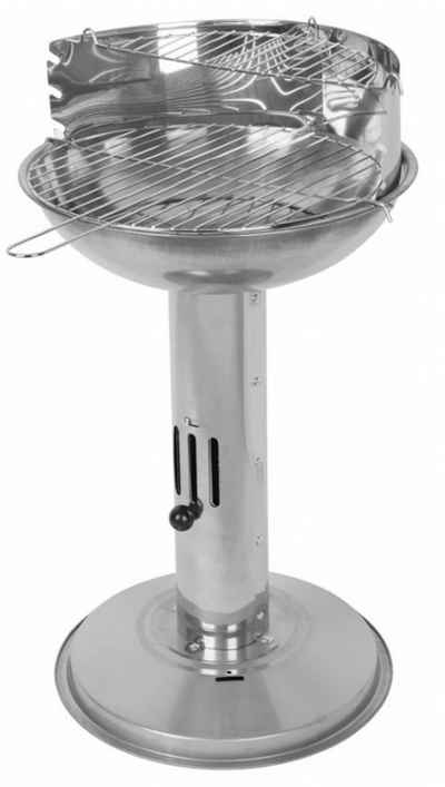 PROREGAL® Holzkohlegrill DIEGO Edelstahl Holzkohle Säulengrill, Grillfläche Ø 39cm, mit verst, Grillfläche Ø 39cm, mit verstellbaren Grillrost und Belüftung in der Säule, HxB 68x40 cm, integrierter Lüftungsregler; Rost höhenverstellbar