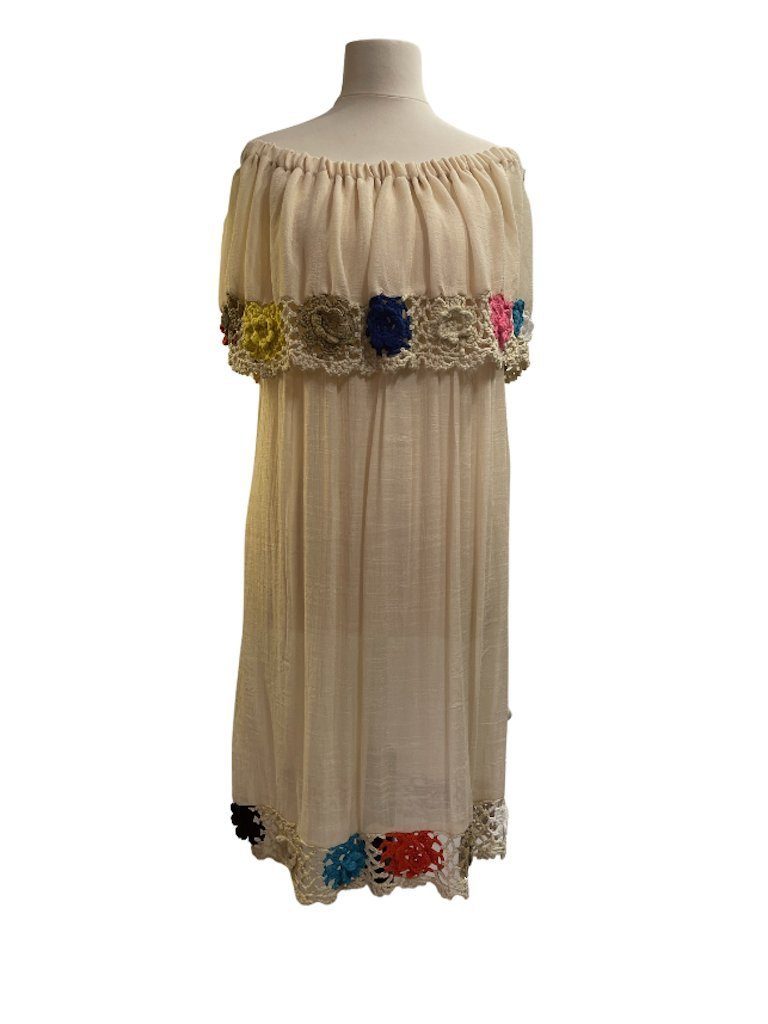 BZNA Strandkleid Strandkleid Schulterfrei Häkel Details