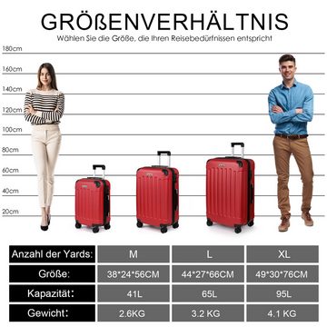 TAN.TOMI Kofferset 3-Tlg Reisekoffer Koffer Kofferset Trolleys Hartschale, 4 Rollen, (3 tlg), Trolley Handgepäck Große Kapazität mit 4 Rollen und TSA Schloss