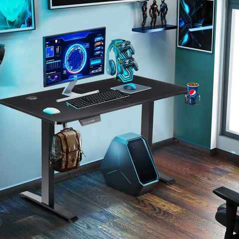 oyajia Gamingtisch Elektrisch Gaming Schreibtisch,Höhenverstellbarer Premium Schreibtisch, 2- Fach-Teleskop 120/140cm, Ergonomische Sitz-Stehpult mit Tischplatte