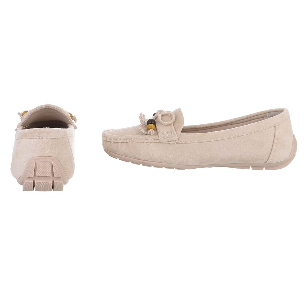 Ital-Design Bequemer Slipper mit Schleife für Damen, ideal für Freizeit Slipper (91554464) Flach Mokassins in Beige – Bild 5 von 5