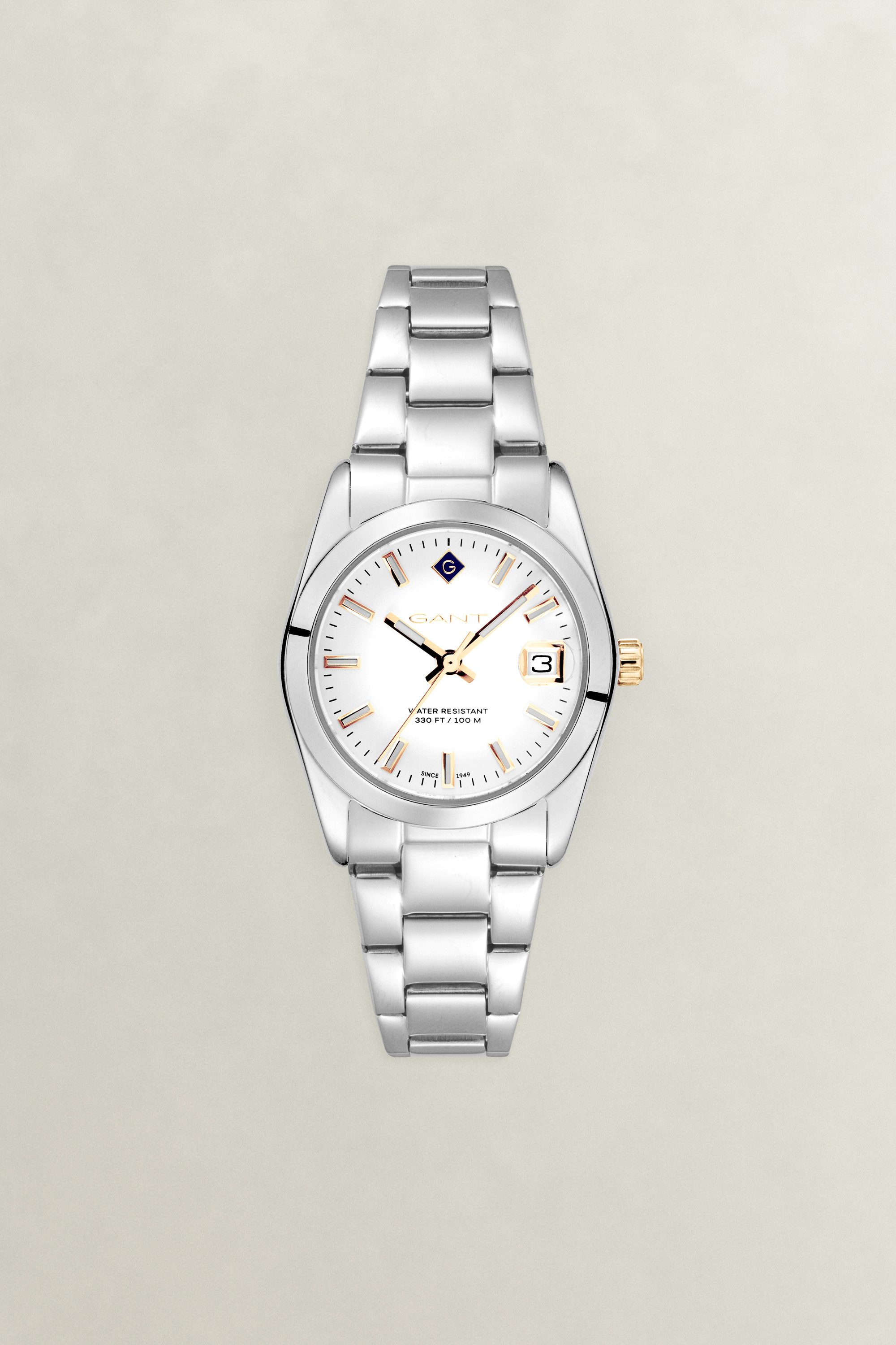 Gant Quarzuhr Everett Mini G186001, Armbanduhr, Damenuhr, Edelstahlarmband, analog, Tag