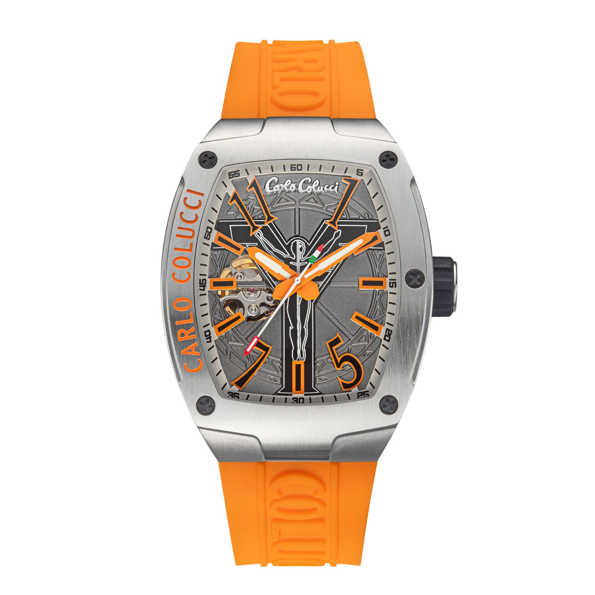 CARLO COLUCCI Automatikuhr CC103-1, Armbanduhr, Herrenuhr, Mechanische Uhr, Silikonarmband, analog