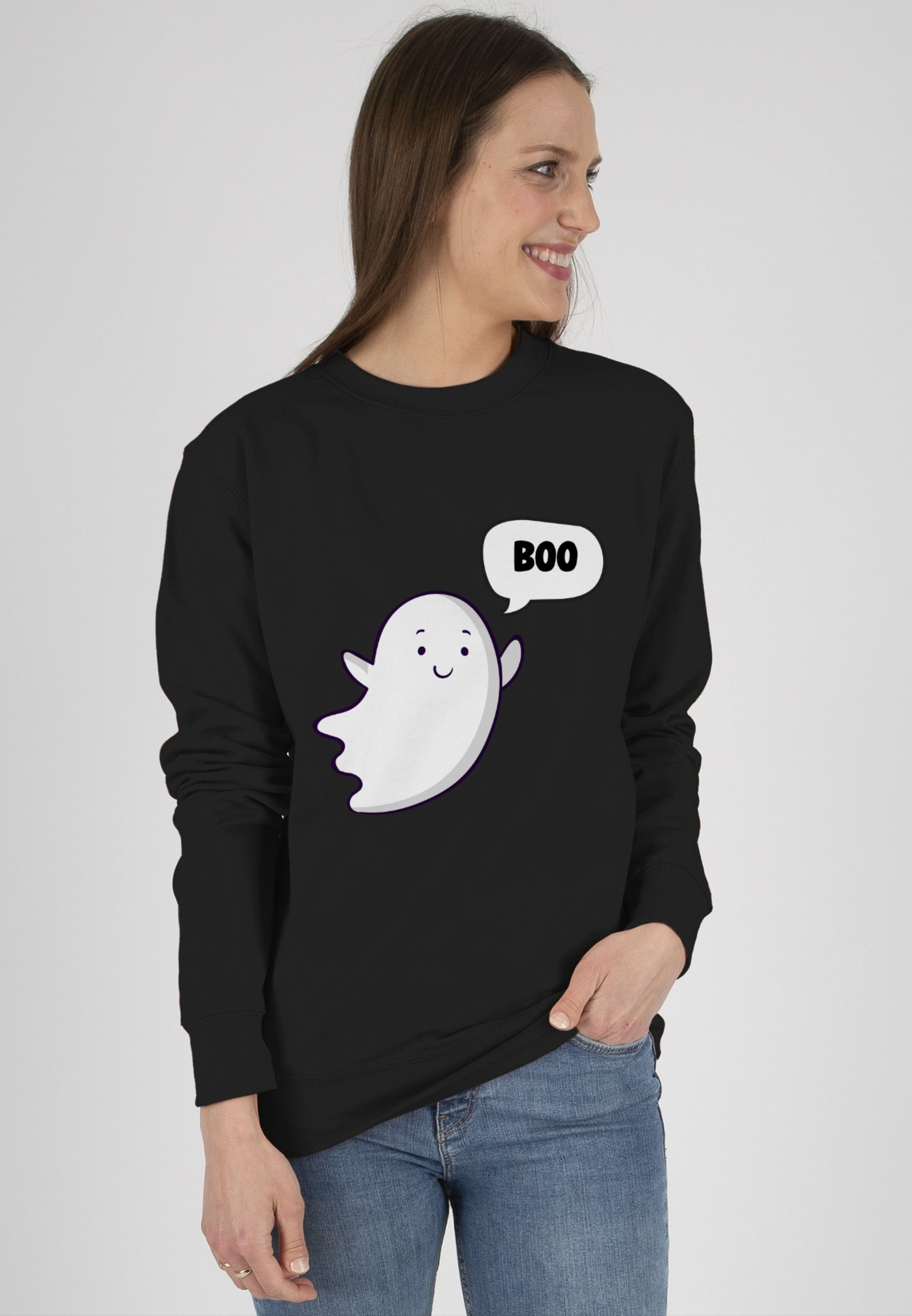 Shirtracer Sweatshirt Süßer kleiner Geist Gespenst Geister Schwarz 1 Herren Ghost (1-tlg) Halloween Kostüme