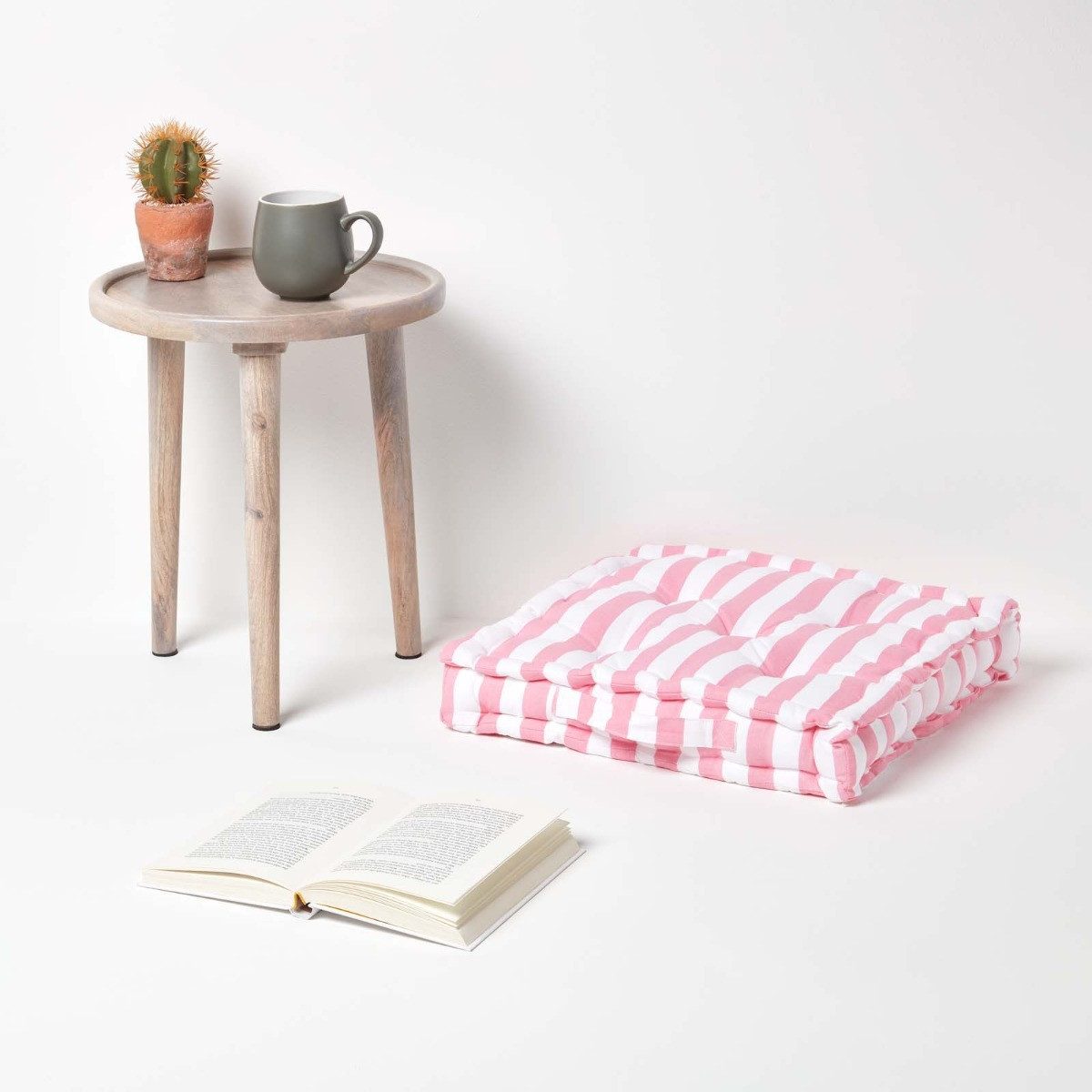 Homescapes Bodenkissen Sitzkissen Breite Streifen rosa günstig online kaufen