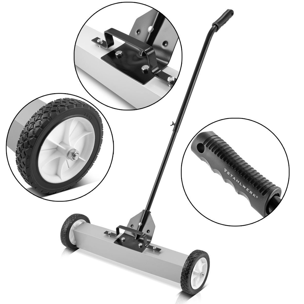 STAHLWERK Handkehrmaschine Magnet-Bodenkehrer MBK-24 ST mit 610 mm Breite, 61 cm Arbeitsbreite, (Set, 1-St., Einzelgerät), Fassungsvermögen von 17,5 kg