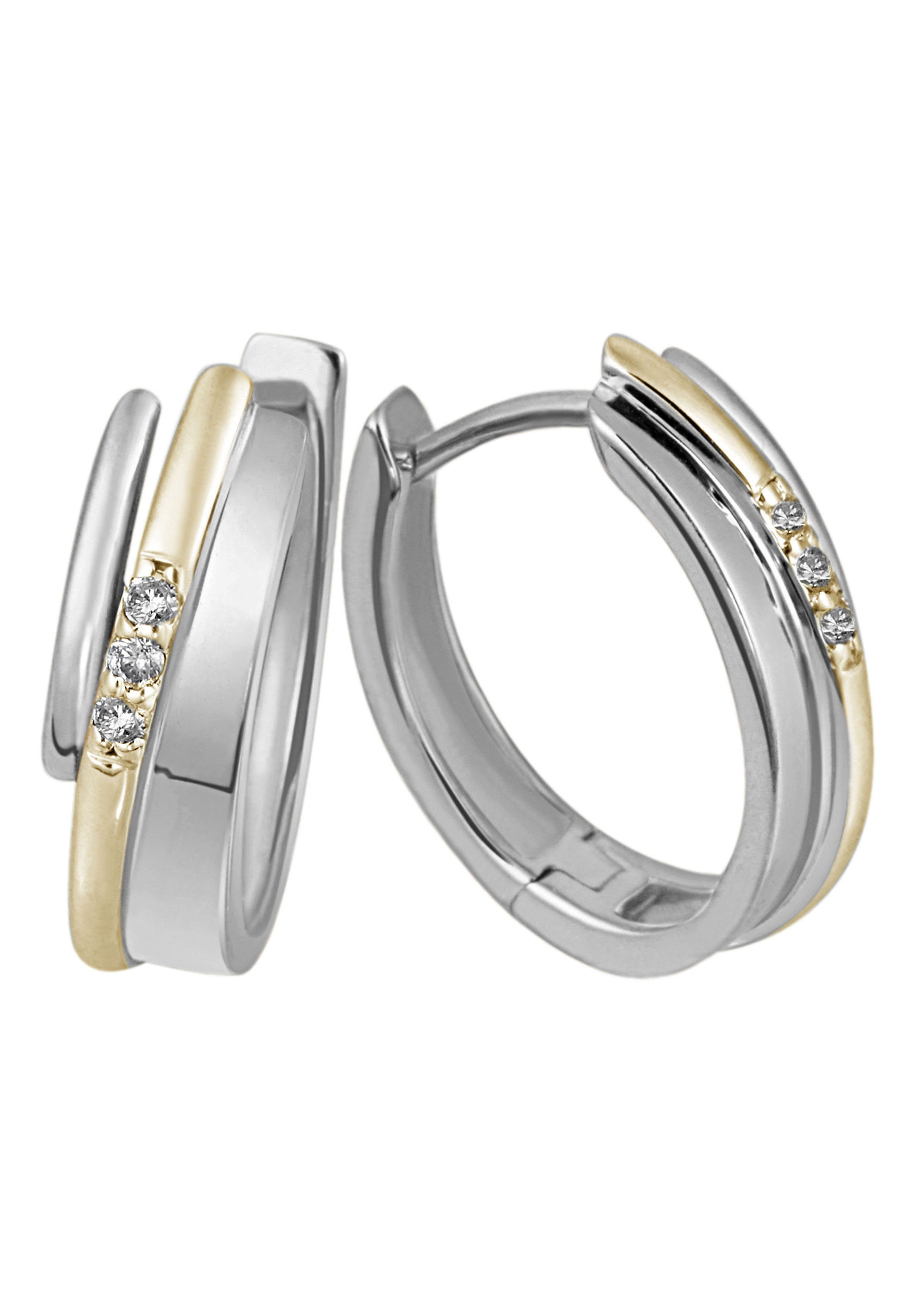 Firetti Paar Creolen Schmuck Geschenk Silber 925 Klappcreole bicolor glitzernd, mit Zirkonia (synth)