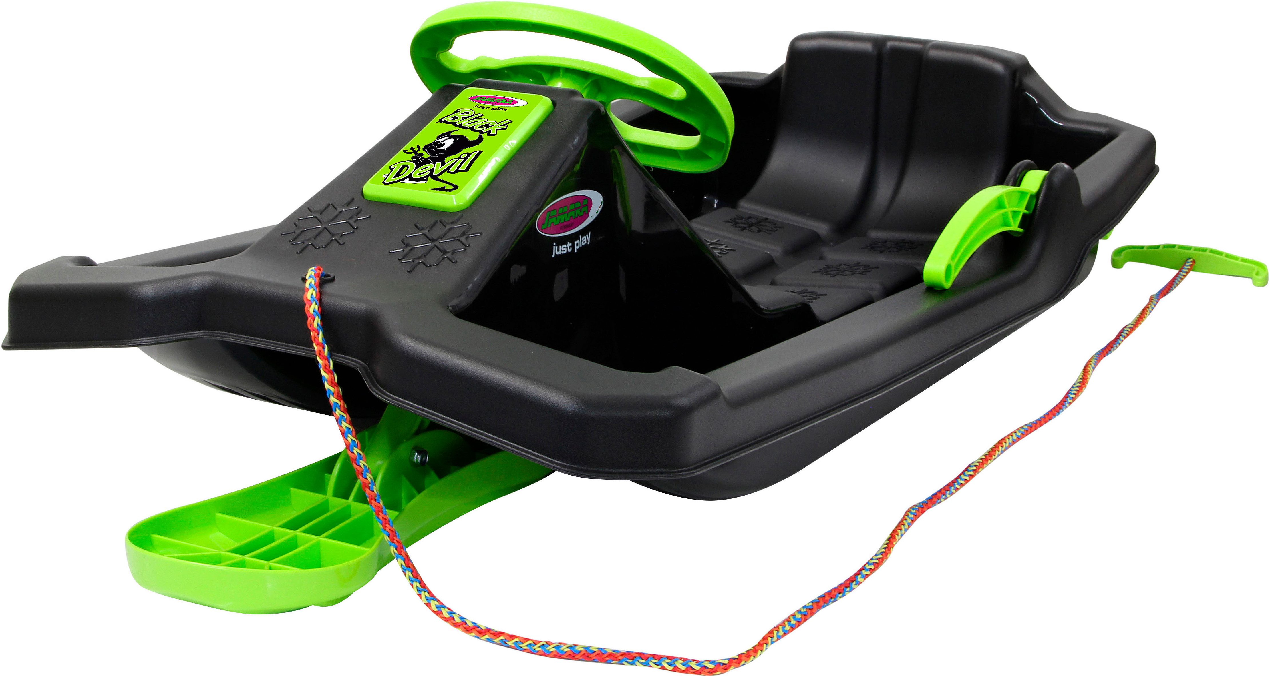 Jamara Bob Snow Play Bob Black Devil 84cm schwarz mit Lenkrad und Bremse, Made in Europe