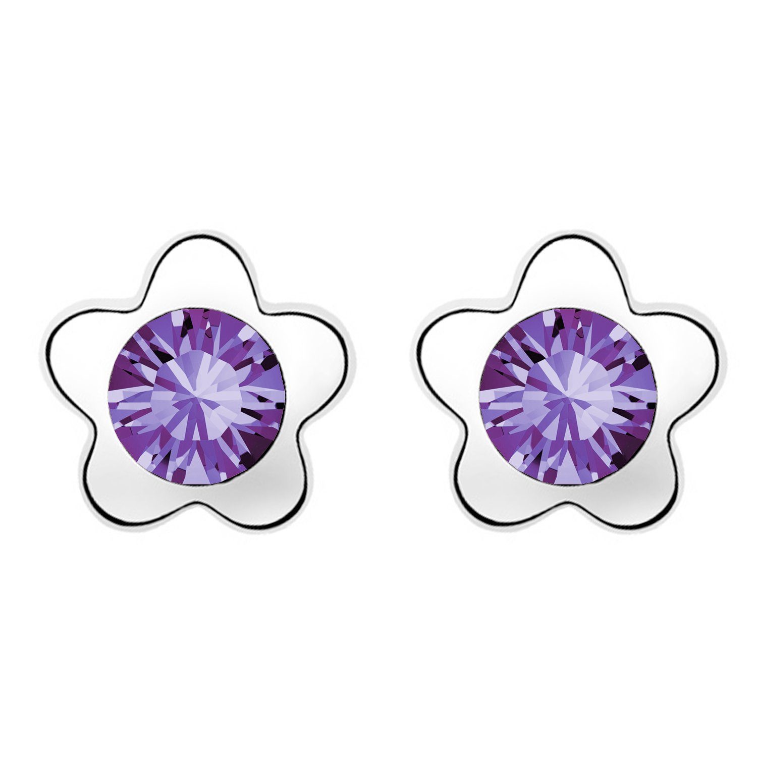 Stein Ohrstecker für Ohrringe Silber LÖB zum Glitzer Paar Geburtstag Amethyst Damen Weihnachtsgeschenke), Lila Kristall Ohrstecker (Geschenke Strass Weihnachten Blüte Blumen Frauen Zirkonia