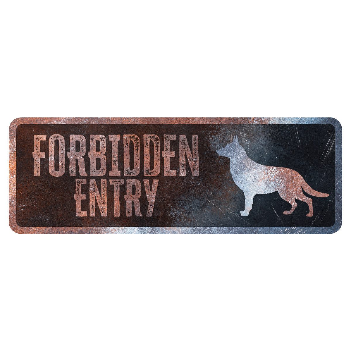 D&D Warnschild Warnschild Deutscher Schäferhund Englisch rostig