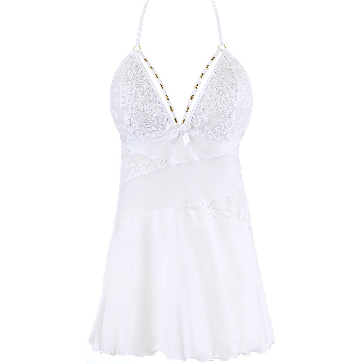 Nachthemd (L,M,S,XL) string white babydoll V-10459 - Axami &