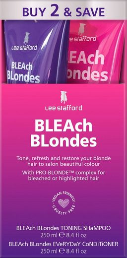 Lee Stafford Haarpflege-Set »Bleach Blonde Twin Pack Purple Reign Toning Shampoo & Colour Love Tone Saving Conditioner«, 2-tlg.