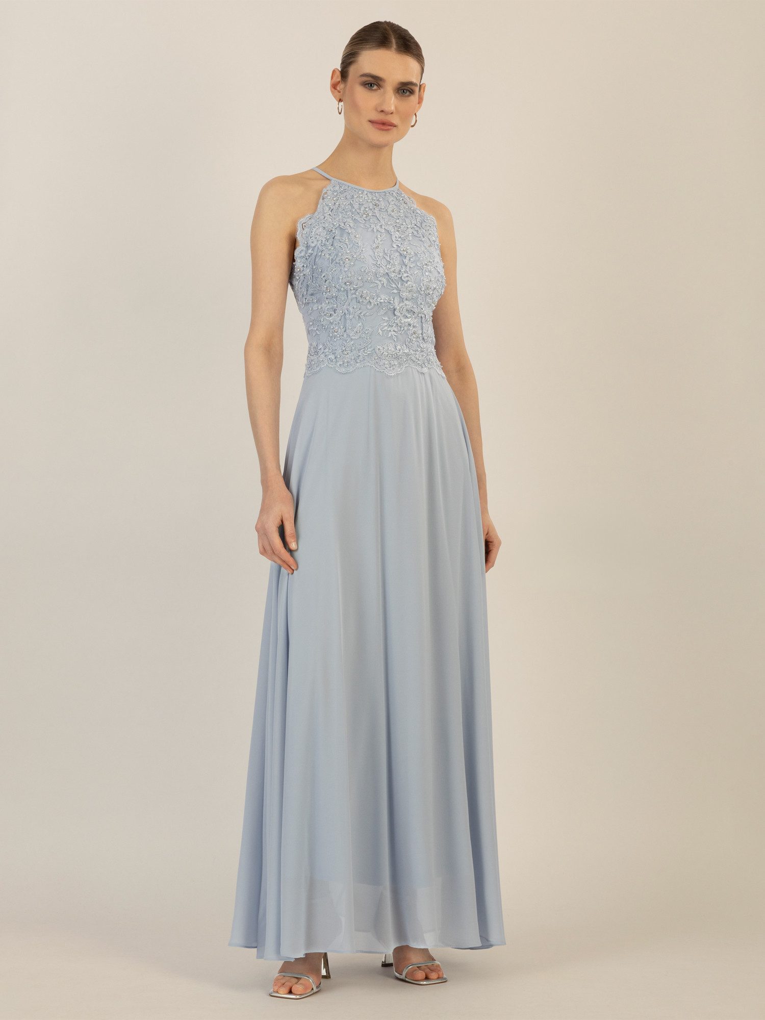 Apart Abendkleid aus besticktem Mesh mit farblich Perlen und Chiffon günstig online kaufen