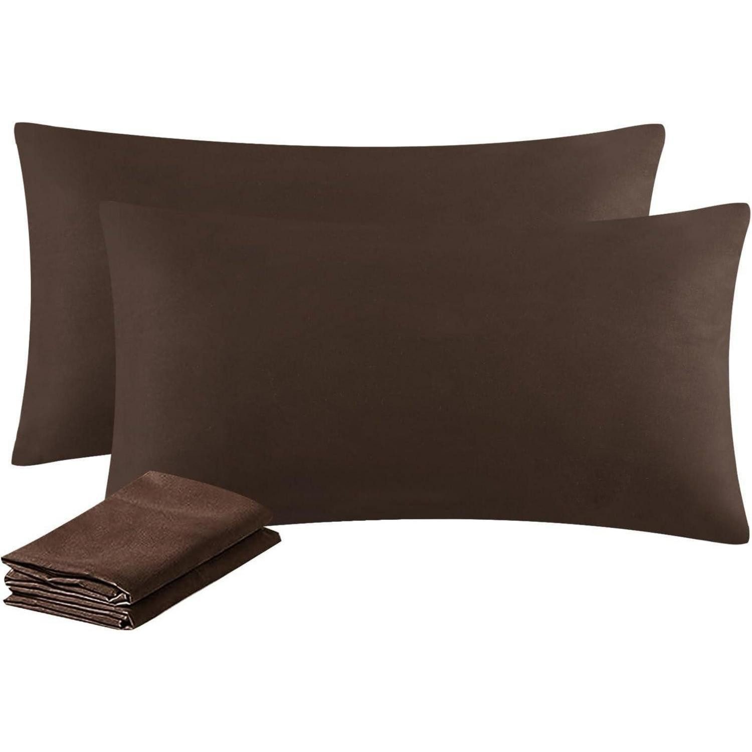 LuxusKollektion Kissenbezug Kissenbezug 2er Set Reißverschluss Mikrofaser OEKO TEX 40x80 Braun