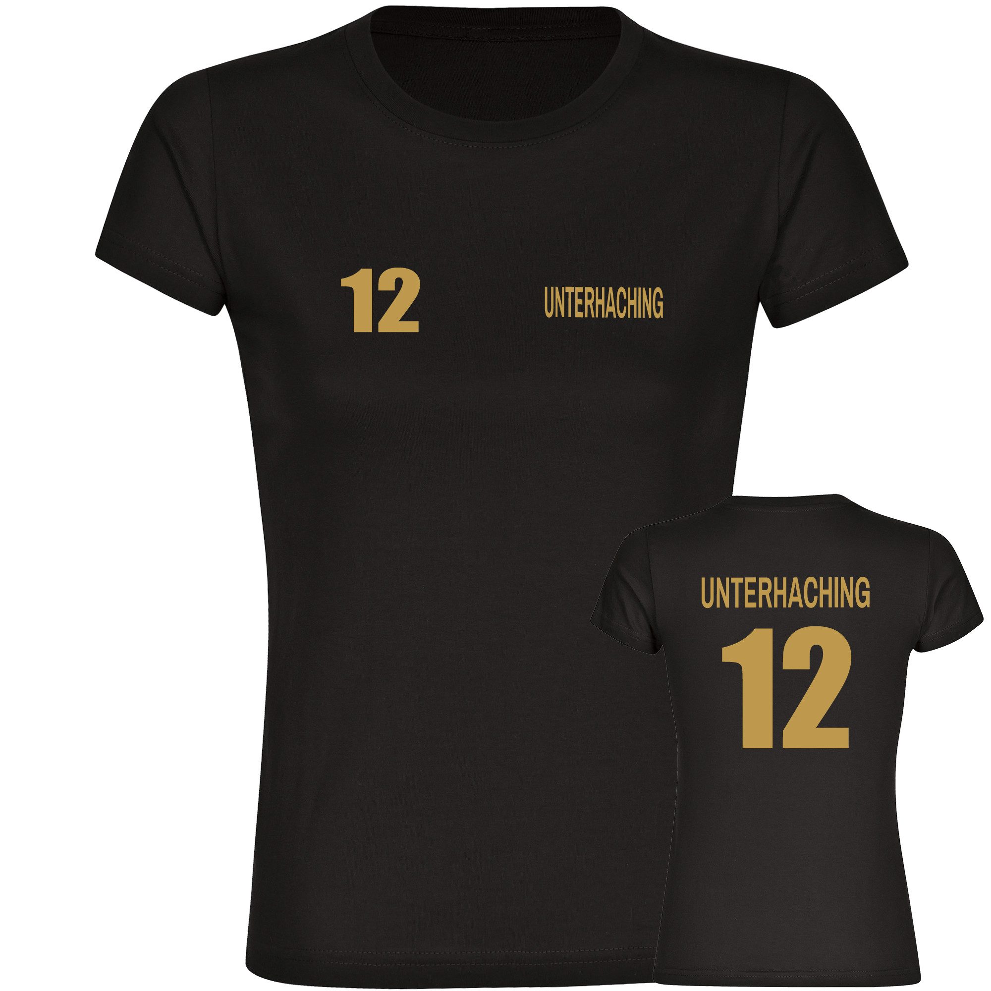 multifanshop T-Shirt Damen Unterhaching - Trikot Nummer 12 gold - Frauen
