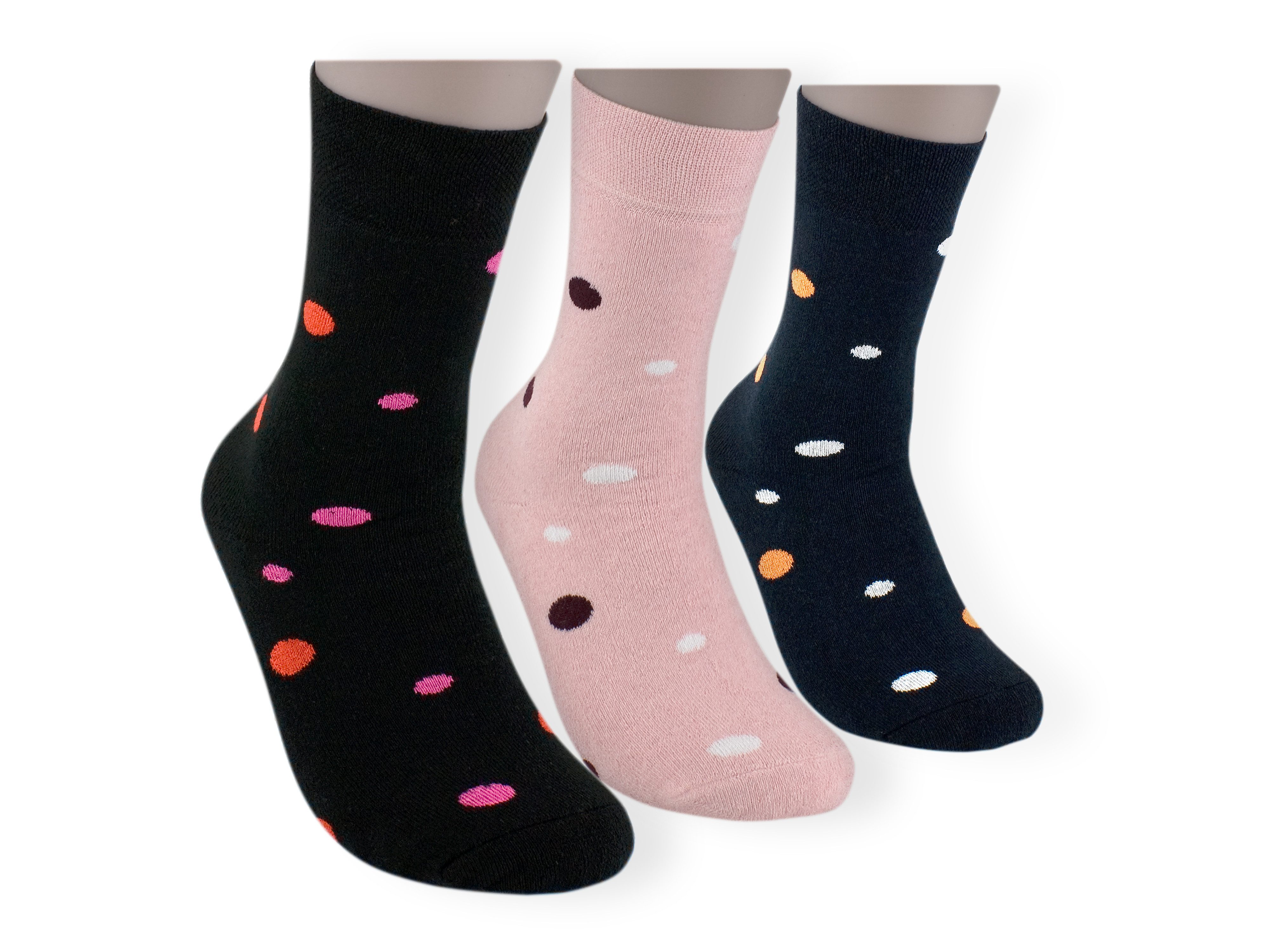 Die Sockenbude Thermosocken DOTTY (Bund, 3-Paar, schwarz rosa dunkelblau) weicher Bund