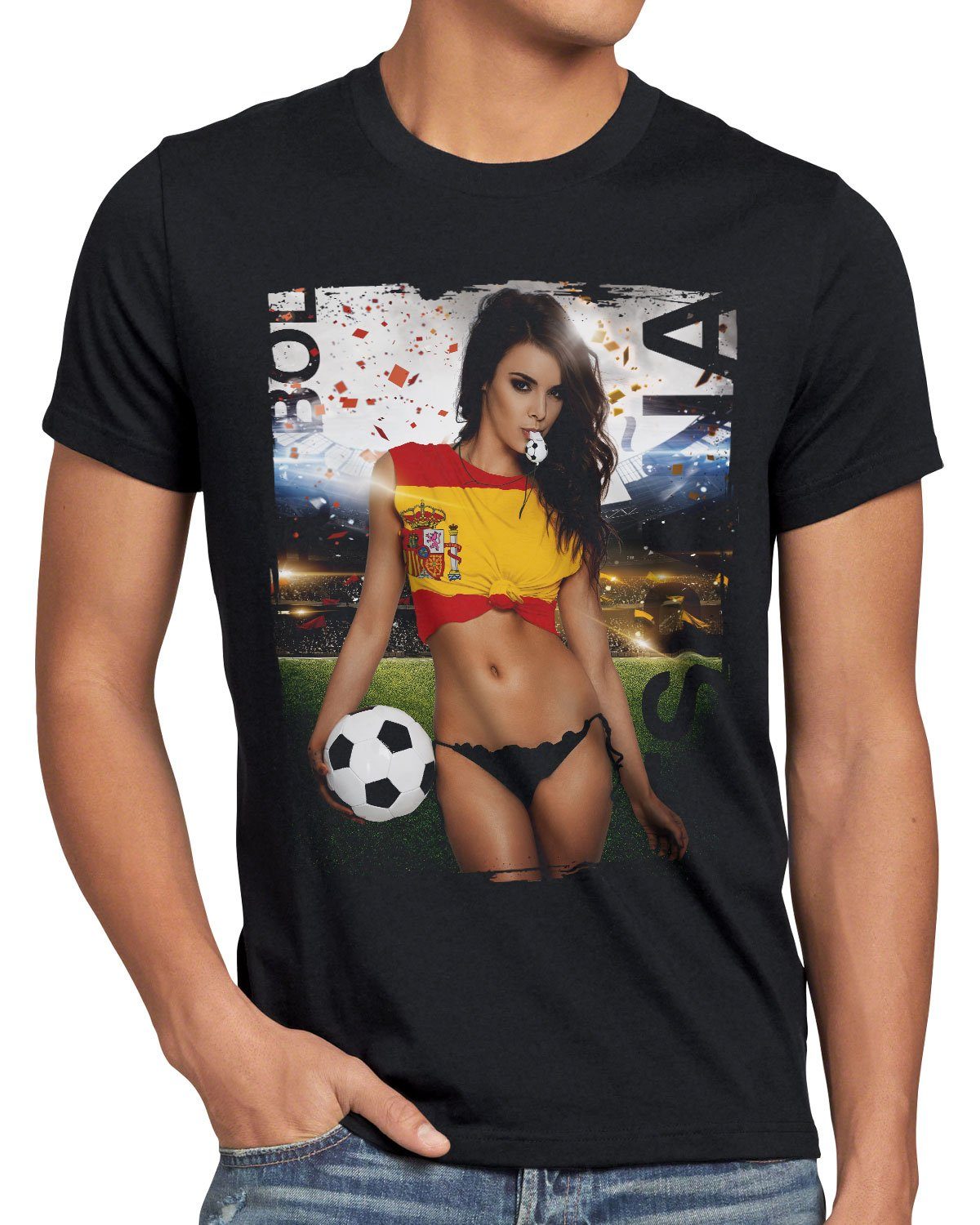style3 Print-Shirt Herren T-Shirt EM Fußball Deutschland 2022 Soccer Germany Schwarz Girl Trikot