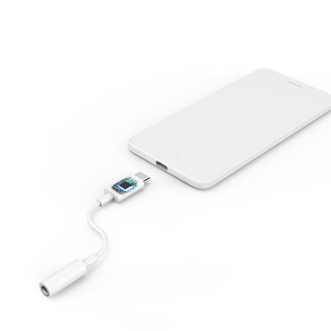 Hama Aux-Adapter USB-C – 3,5-mm-Klinke-Buchse, Weiß Audio-Adapter USB-C zu 3,5-mm-Klinke