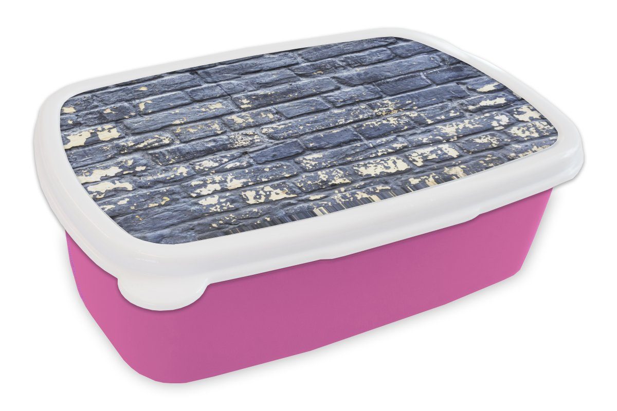 MuchoWow Lunchbox Farbe - Steine - Wand, Kunststoff, (2-tlg), Brotbox für Erwachsene, Brotdose Kinder, Snackbox, Mädchen, Kunststoff rosa