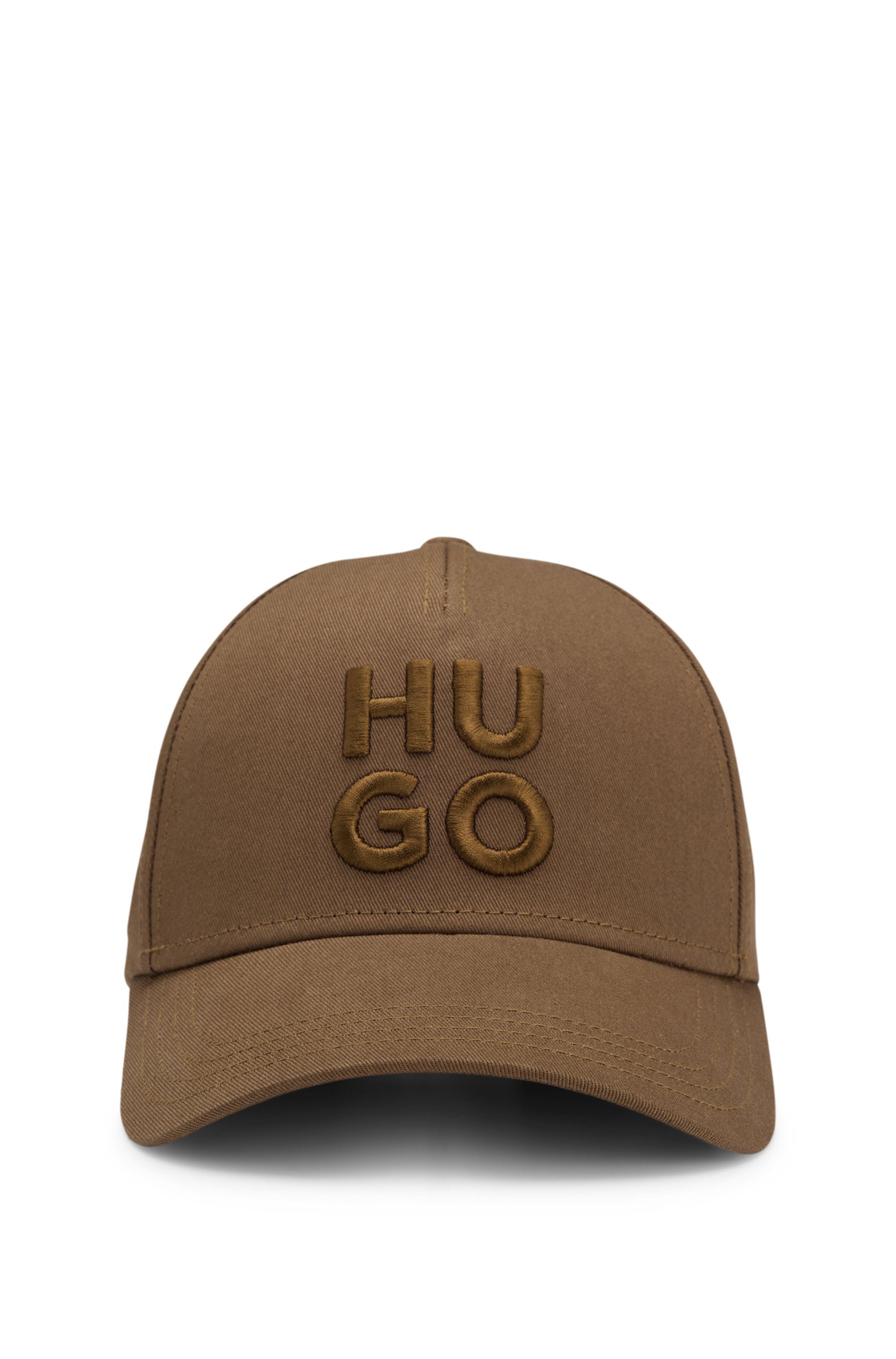 HUGO Fitted Cap Jude-Stacked mit 3D Logostickerei, verstellbarer Verschluss, unisex
