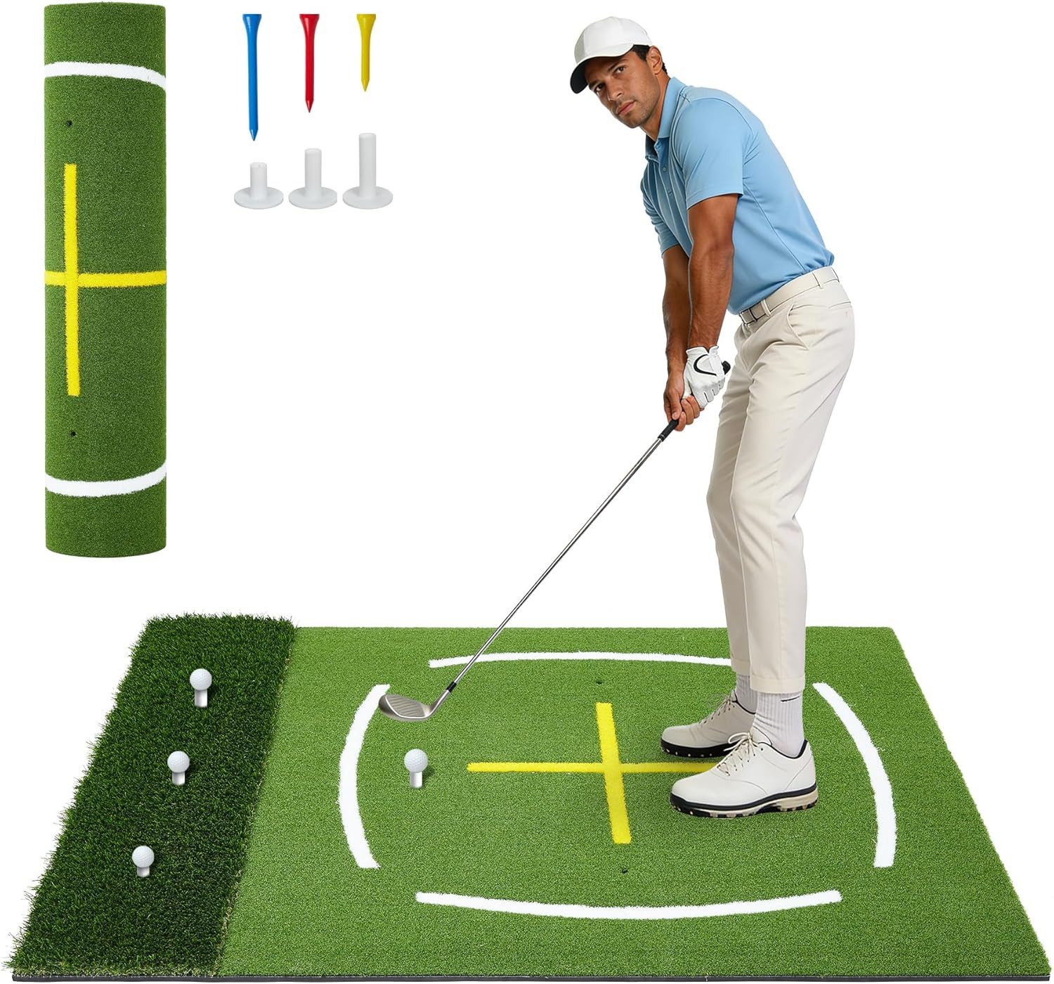 GarveeMore Golf-Abschlagmatte 152x121cm Golf Übungsmatte, Trainingsmatte für Golfer, Männer, Väter