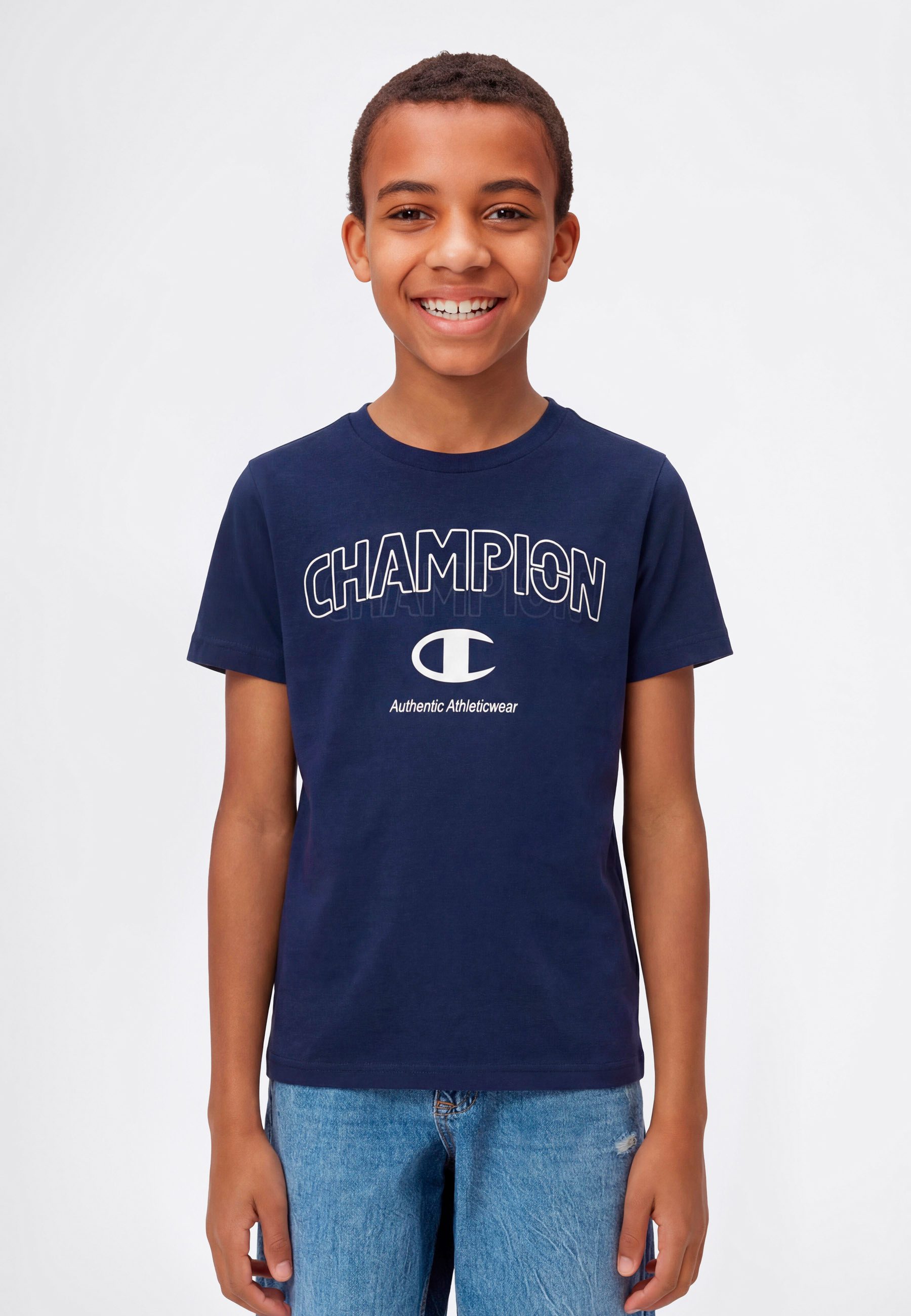Champion T-Shirt Graphic T-Shirt (1-tlg) für Kinder, sportlicher Stil, Kurzarm, für sportliche Aktivitäten