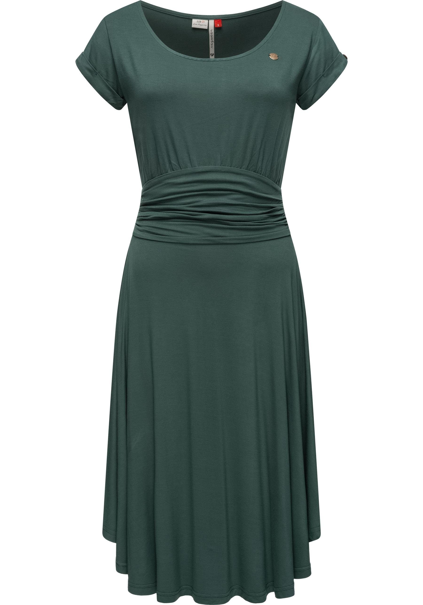 Ragwear Sommerkleid Ivone Solid leichtes Jersey-Kleid in melierter Optik,  Weiches Kurzarm Kleid, lässiger Rundhalsausschnitt