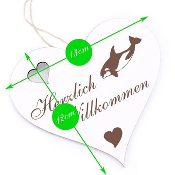 Dekolando Hängedekoration Herzlich Willkommen - Orca Schwertwal - 13x12cm