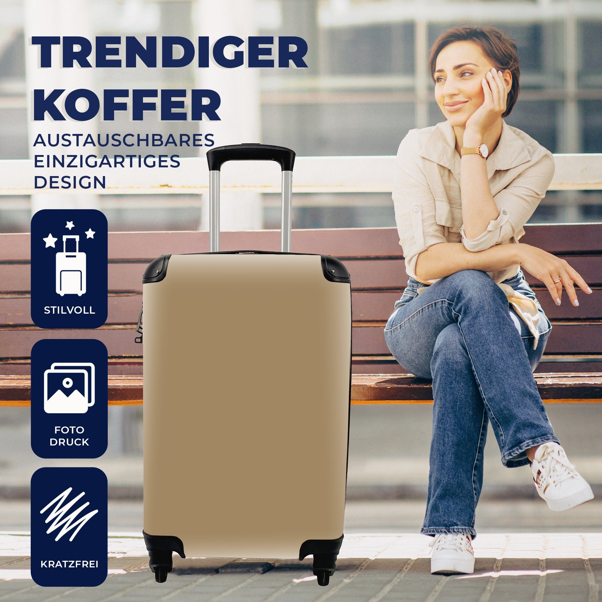 Rollen, Reisekoffer Beige Palette Handgepäck MuchoWow Innenbereich, Reisetasche für mit rollen, - Ferien, Trolley, - Handgepäckkoffer 4