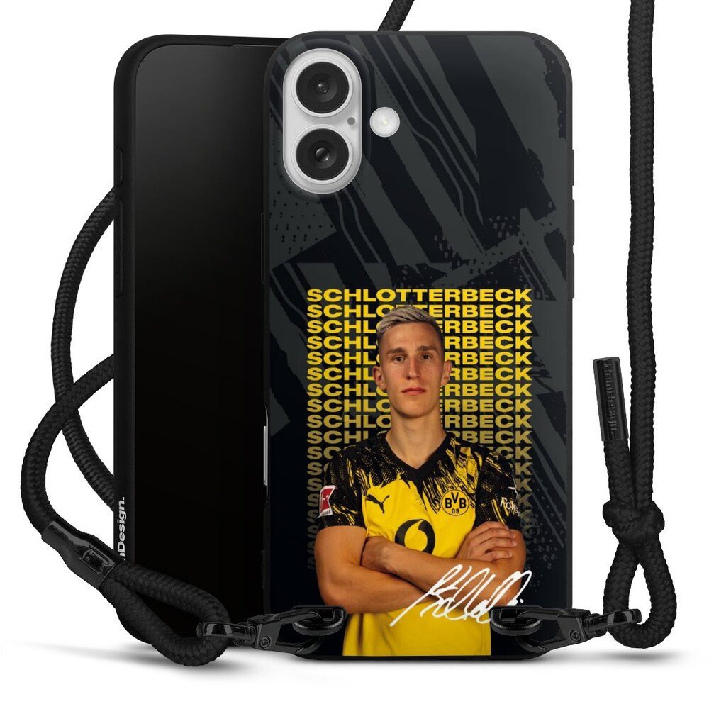 DeinDesign Handyhülle Borussia Dortmund Nico Schlotterbeck BVB Nico Schlotterbeck 25/26, Apple iPhone 16 Plus Premium Handykette Hülle mit Band Cover mit Kette