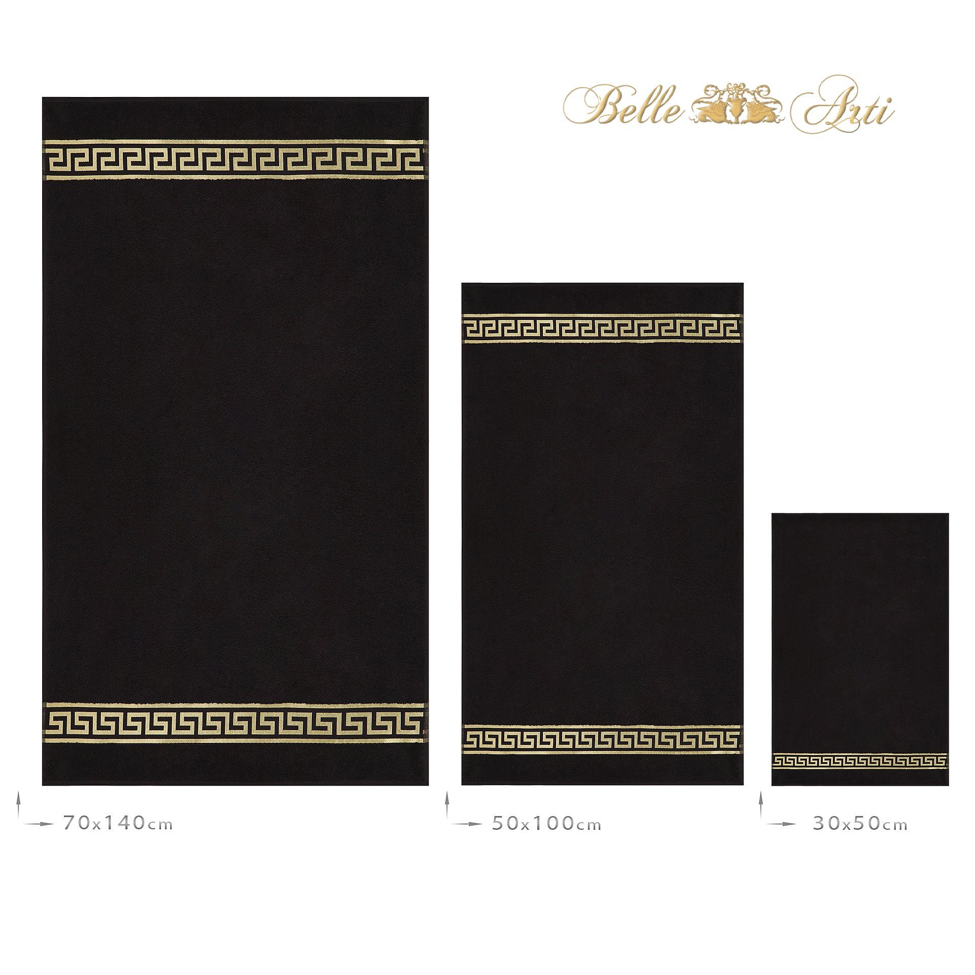 Belle Arti Handtücher Luxus Mäander Gästetücher Badetücher Duschtücher Saunatücher in Set, Frottee (2-St), schwarz, weiss, beige, rot, gold, 100% Baumwolle, Fro – Bild 3 von 5