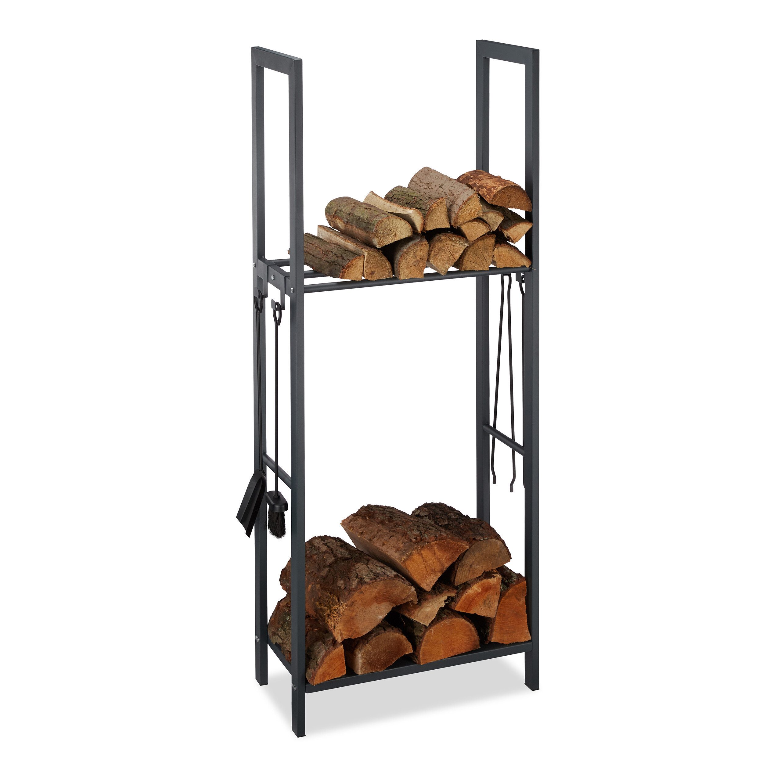 relaxdays Kaminholzregal mit 2 Ablagen, BxTxH:60x30x150 cm, (1-St), 150 x 60 x 30 cm