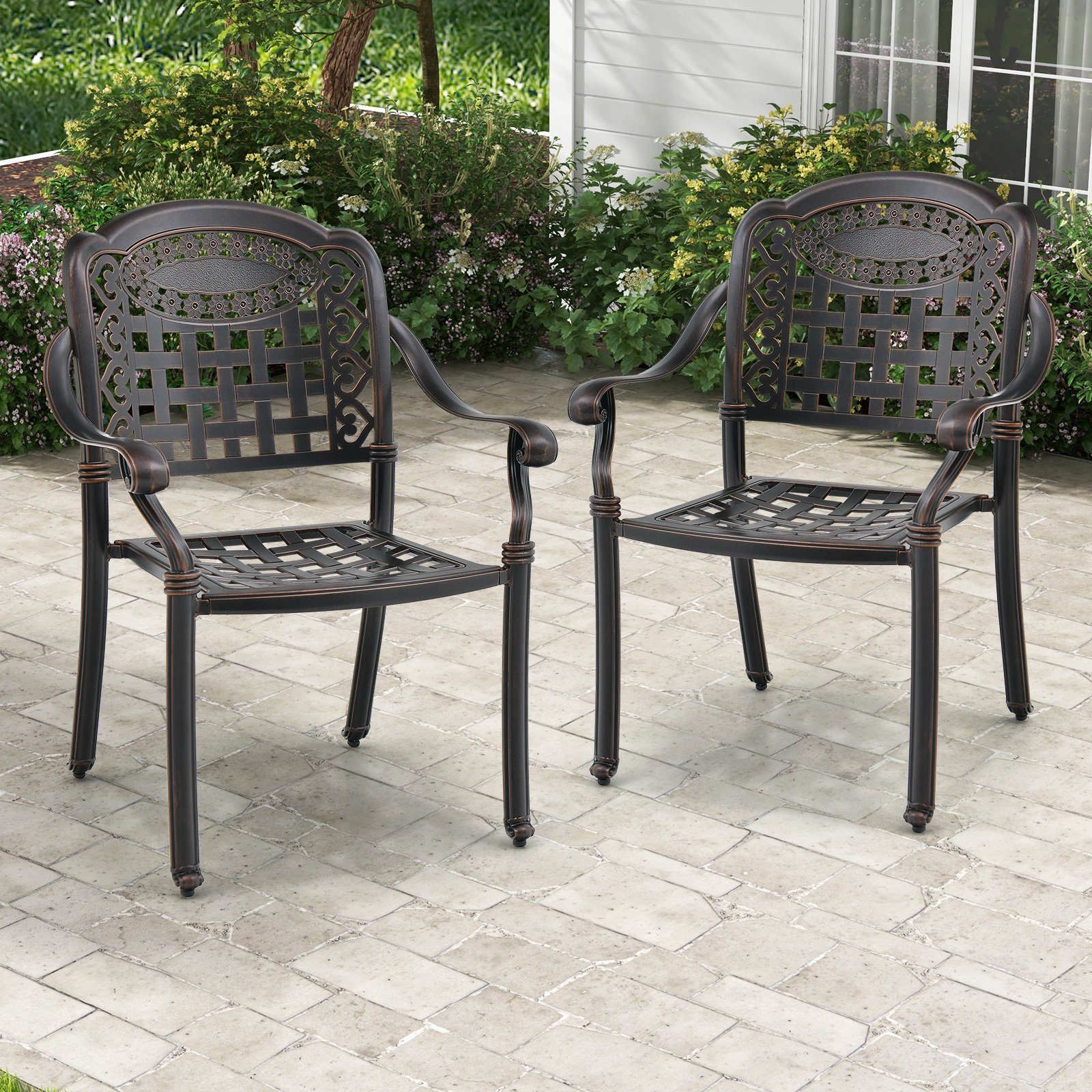 COSTWAY Gartenstuhl 2er Set Stapelstühle, mit günstig online kaufen