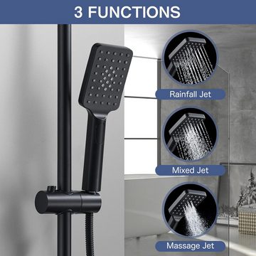 kisimixer Duschsystem Verstellbare Duschsäule, Regenduschkopf 21x21cm, Umfassendes mit einfacher Installation, sicherer & effizienter Nutzung