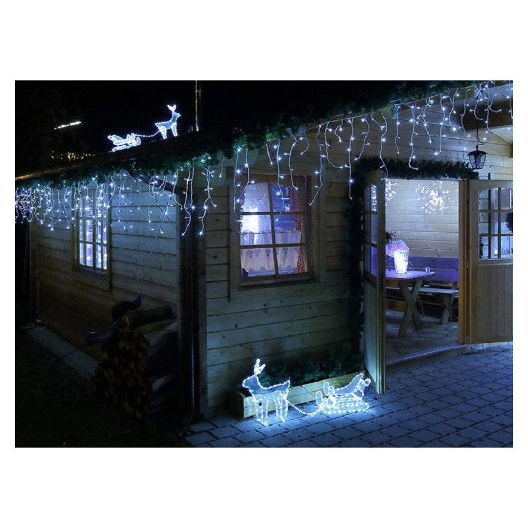 Gartenpirat LED Dekofigur Rentier mit Schlitten 100 x 49 cm 216 LED Weihnachtsdeko für außen