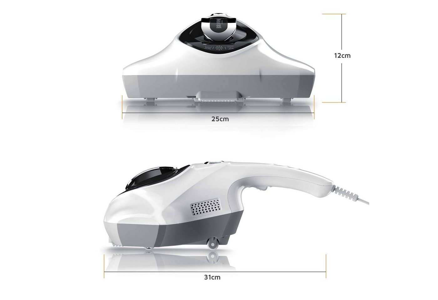 Brandson Matratzenreinigungsgerät Milbenstaubsauger, UV Sterilisation, Milbensauger, Sterilisationslicht, 300 W, beutellos, Matratzensauger für Allergiker, desinfiziert Betten, Polstermöbel uvm.