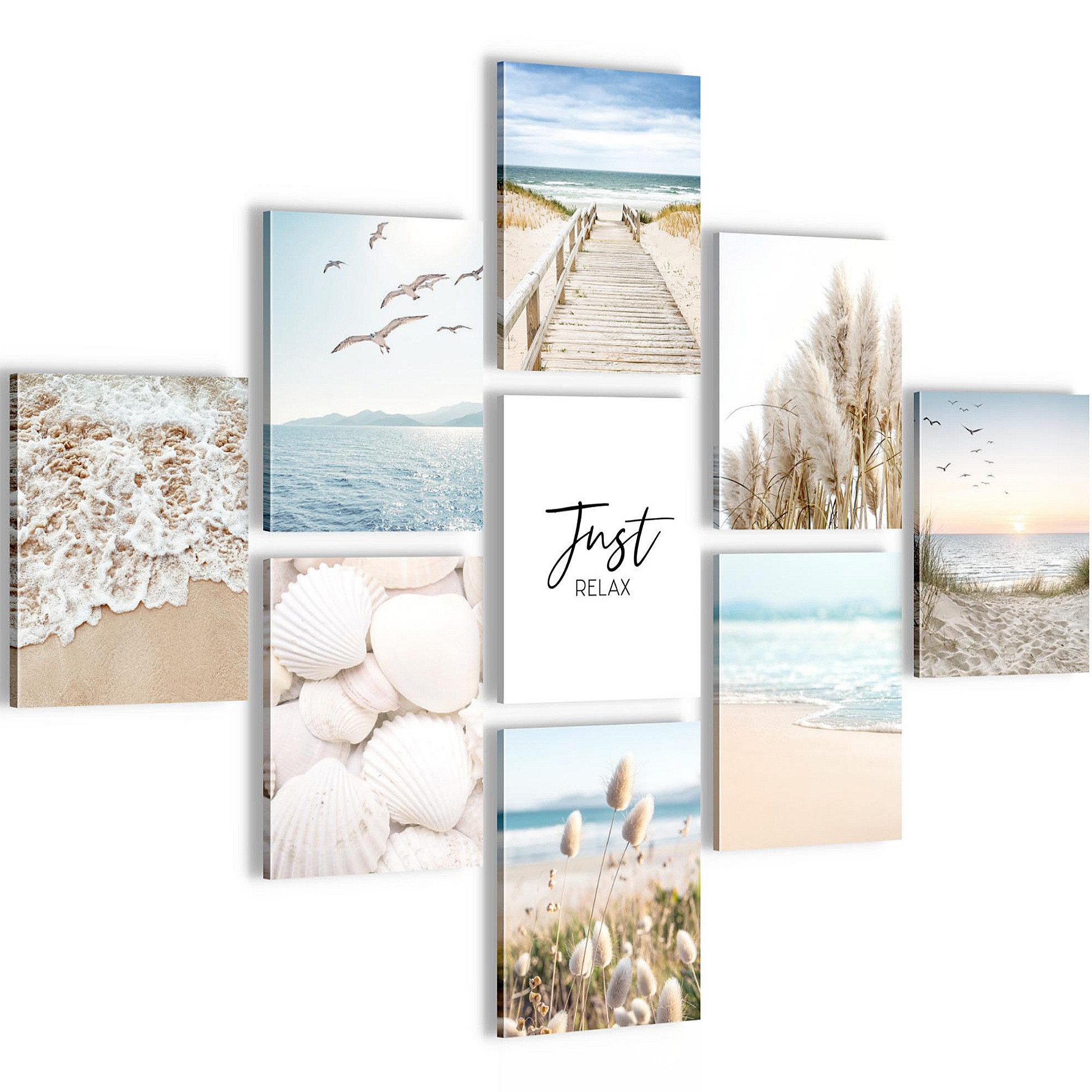 Novart Wandbild Natur Landschaft KOMPLETT AUFHÄNGFERTIG See Berge, Strand