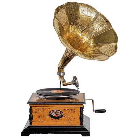 Aubaho Dekoobjekt Nostalgie Grammophon Gramophone Dekoration mit Trichter Grammofon Anti