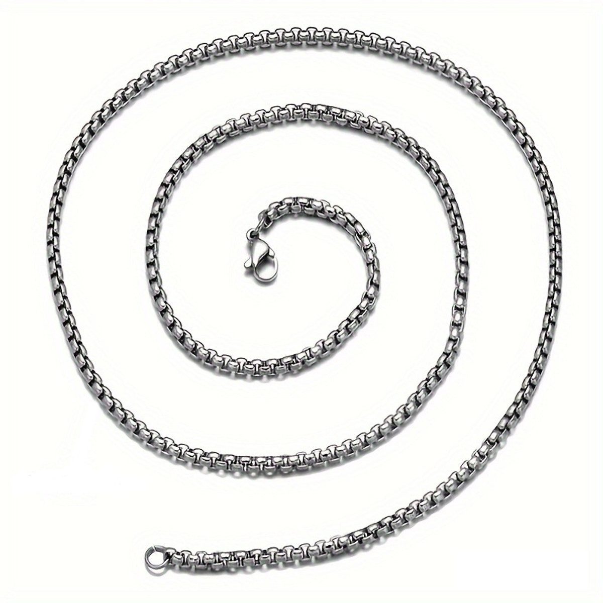 KARMA Edelstahlkette Halskette Herren Damen Halsschmuck Silberkette 55 o. 60 cm (Lieferung im Schmuckbeutel, Erbskette), Herrenschmuck Damenschmuck Karabinerverschluss