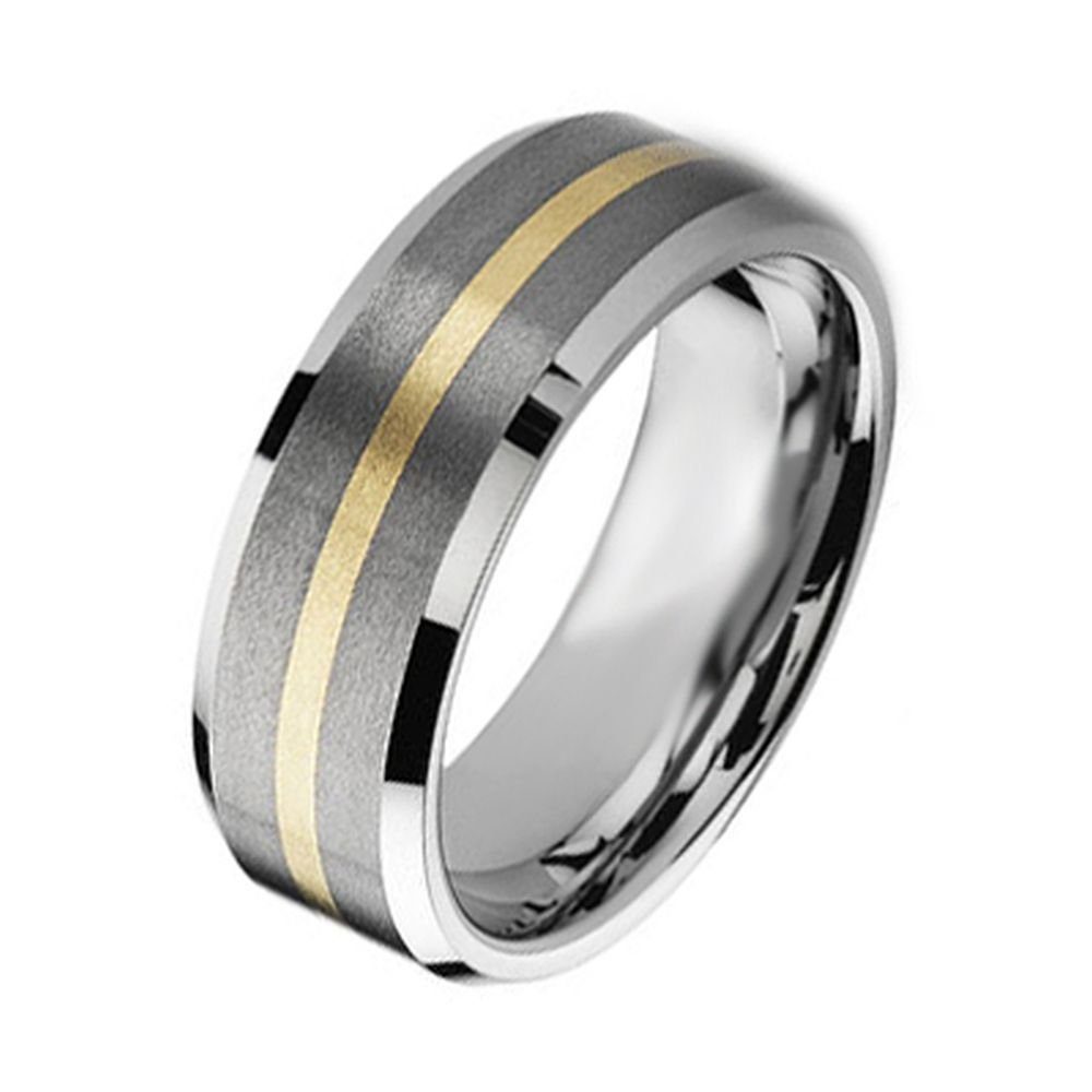 Vivance Partnerring "Tungsten Eternity" Klassischer BiColorWolfram Ring mit 18 Karat Goldeinlage, teilmattiert, mit 585er Goldeinlage