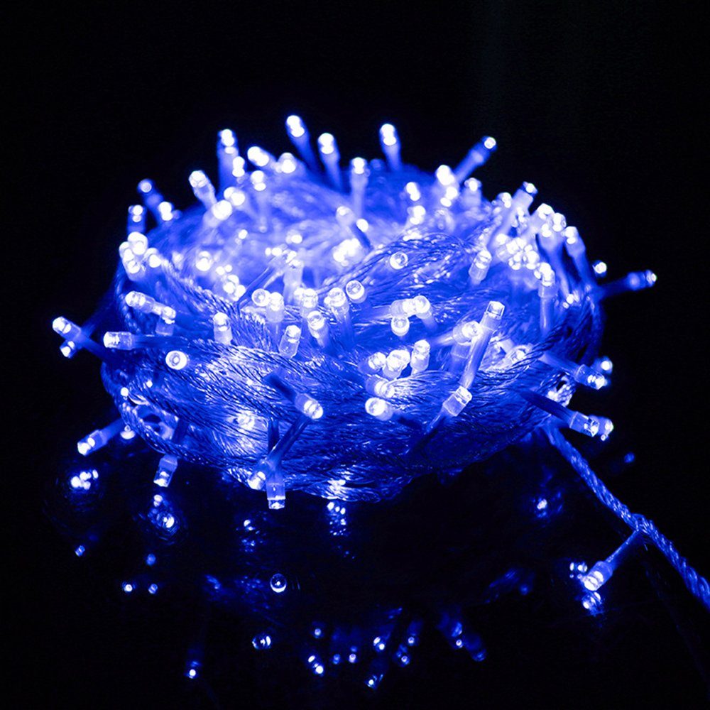 Rosnek LED-Lichterkette 10M-100M, Wasserdicht, 8 modi, Für Weihnachten Halloween Hochzeit, Speicherfunktion; Party Schlafzimmer Ostern Deko Blau