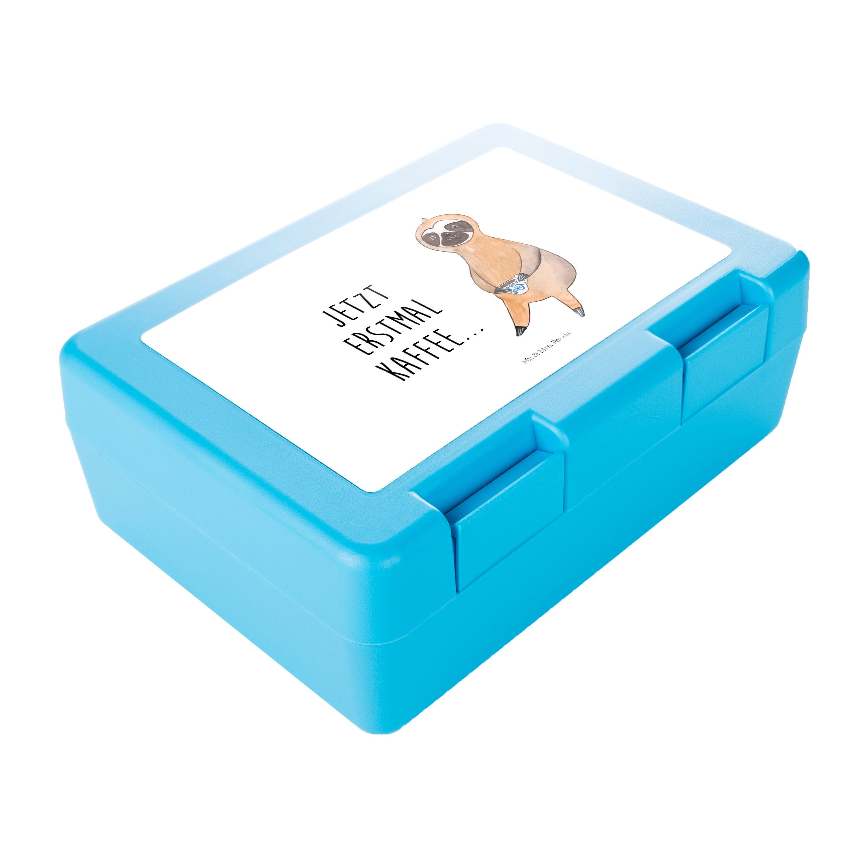 Brotzeitbox, - Mr. Faultier (1-tlg) Premium Geschenk, Panda Brotbox, Kunststoff, Weiß Kaffeeliebe, Butterdose - & Mrs. Kaffee