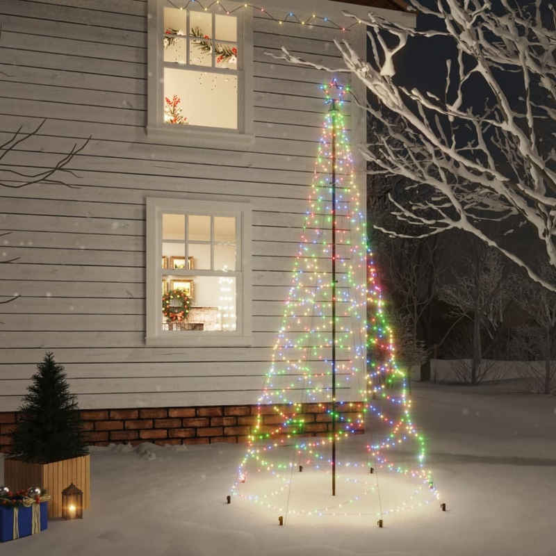 vidaXL LED Baum LED-Weihnachtsbaum mit Metallstange 500 LEDs Mehrfarbig 3 m