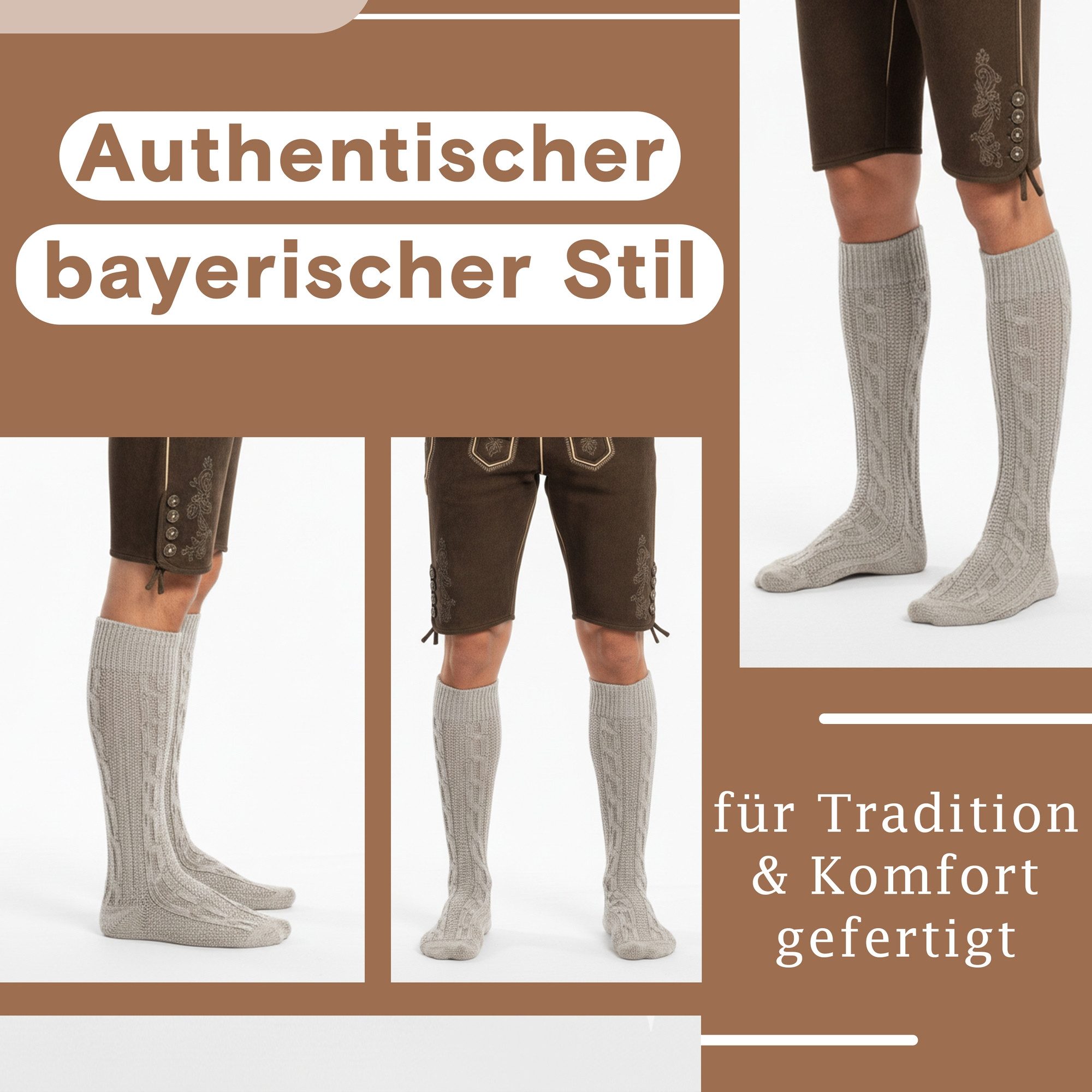 German Wear Trachtensocken GW200 1xPaar AMZ Trachtensocken Trachtenstrümpfe Zopfmuster 40cm